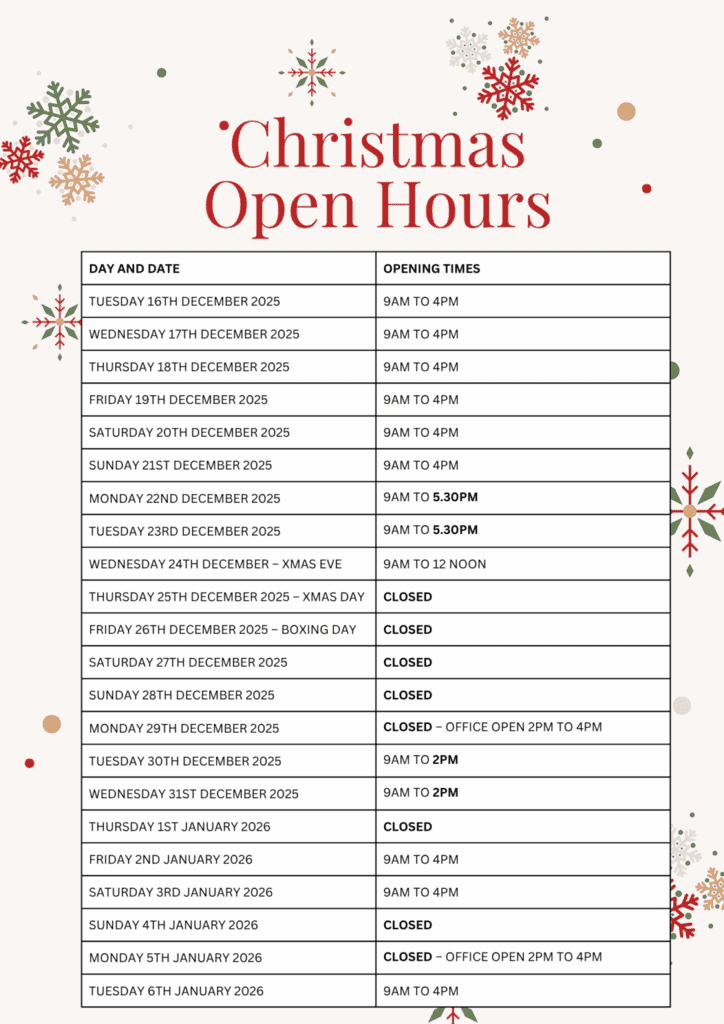 Beige Red Festive Business Christmas Open Hours Flyer A4