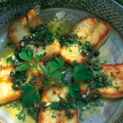 Summer Fried Halloumi Cheese With Lime And Caper Vinaigrette